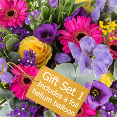 Gift Set 1 - Florist Choice Basket Arrangement Includes a Foil Balloon